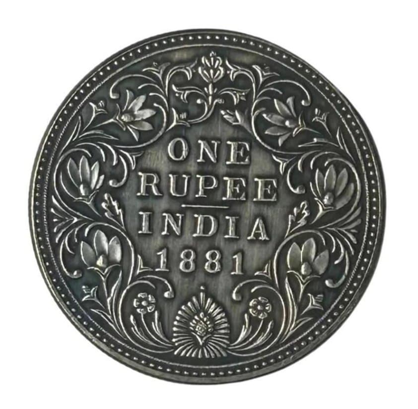 One Rupee Coin from British India, Dated 1881 — front